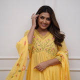 Premium Cotton Straight Fit with Embroidered Neckline kurti pant dupatta set