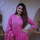Premium Cotton Straight Fit with Embroidered Neckline kurti pant dupatta set