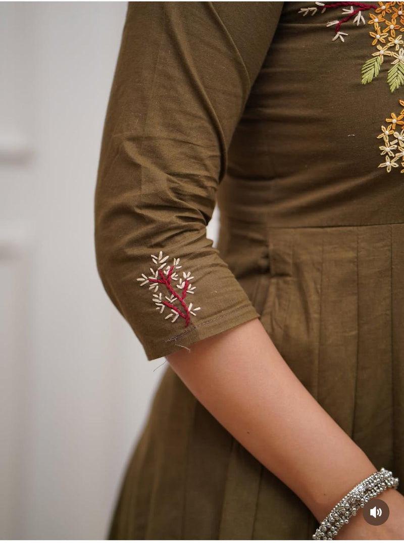 Pure Cotton Colorful Embroidery on Neckline kurti pant duptta set