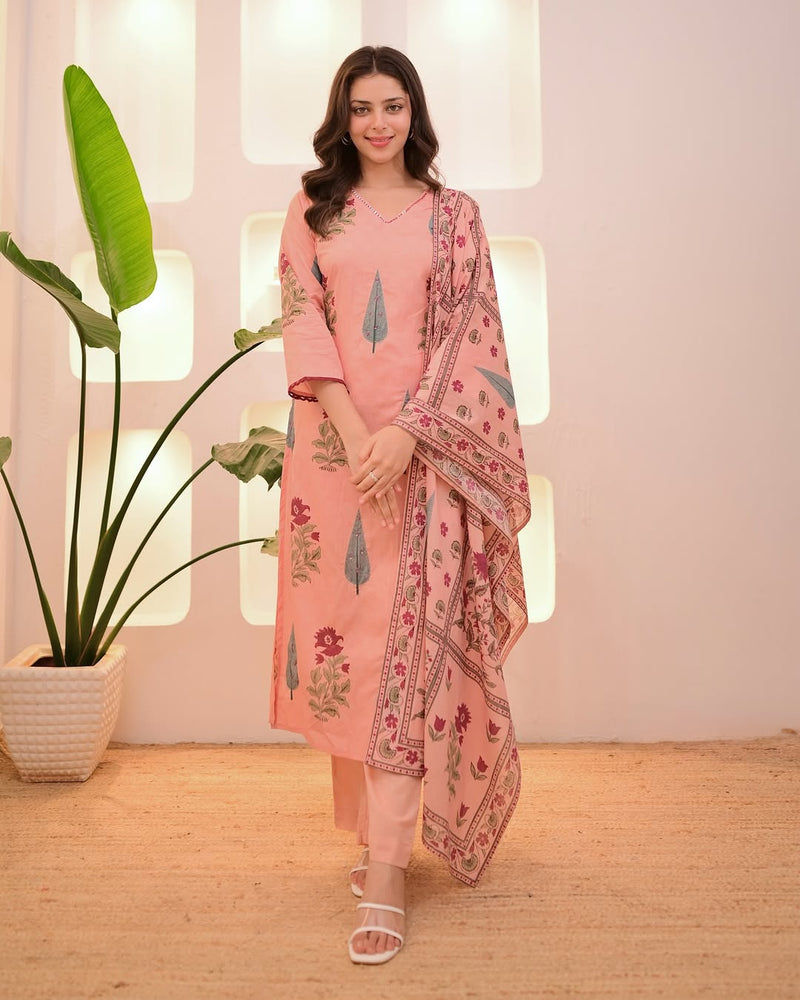 Premium Pure Cotton  Exquisite Pastel Cotton Suit Set