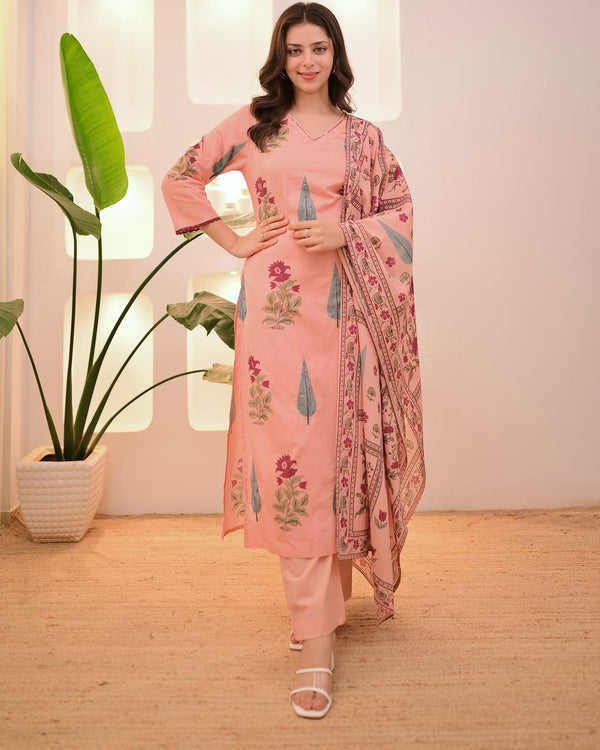 Premium Pure Cotton  Exquisite Pastel Cotton Suit Set