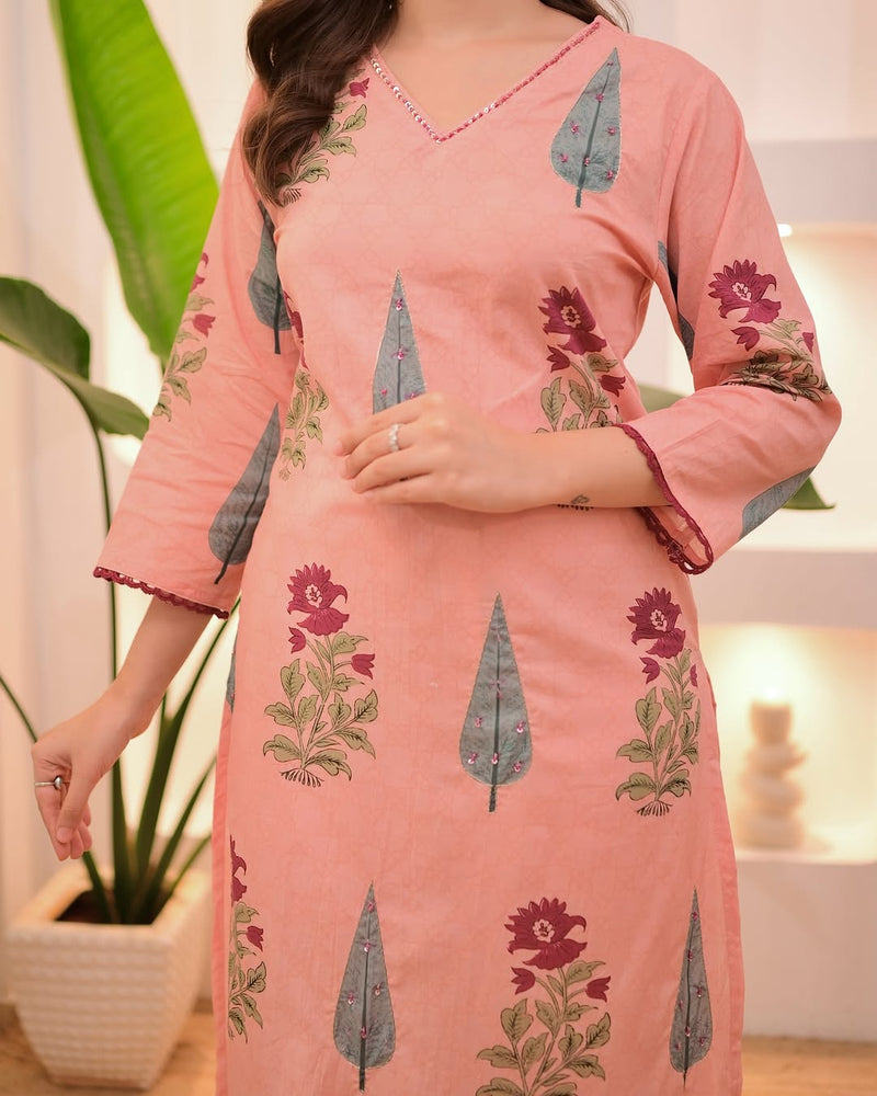 Premium Pure Cotton  Exquisite Pastel Cotton Suit Set