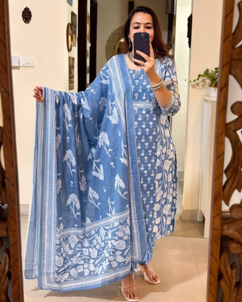 NEW LAUNCH – PURE COTTON BLOCK PRINT SUIT SET