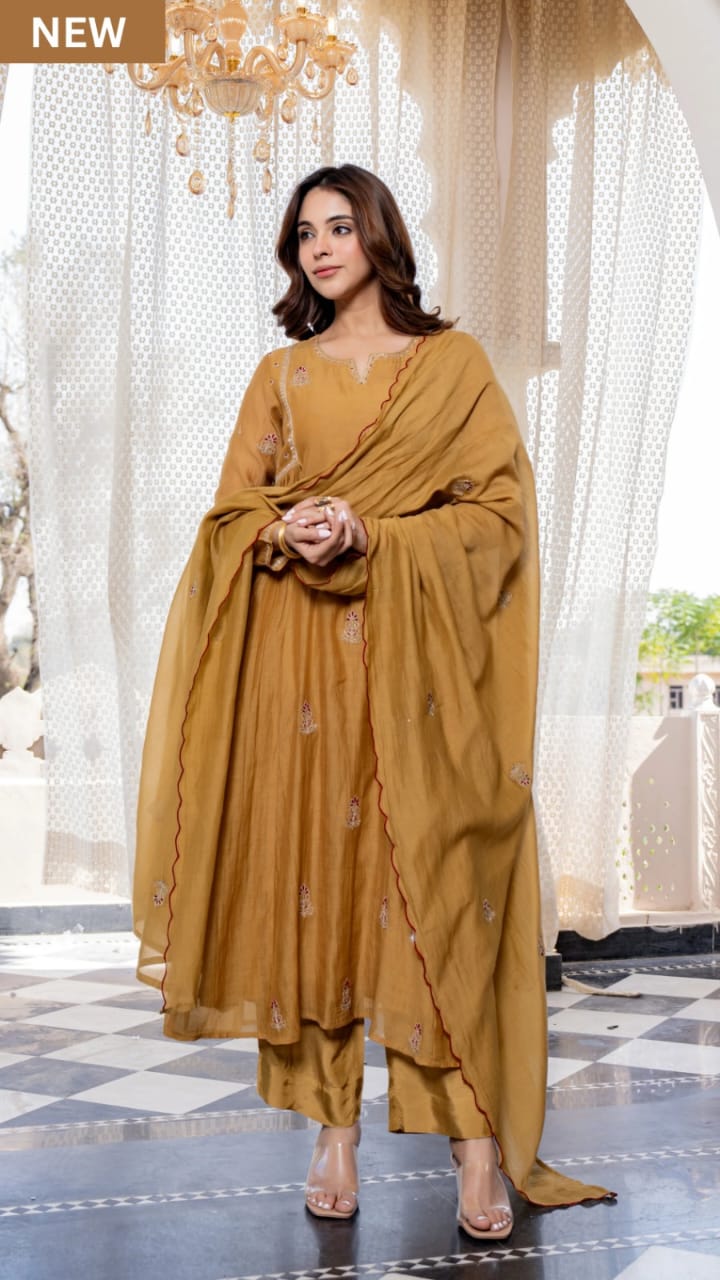 Premium Mul Chanderi Anarkali Suit Set