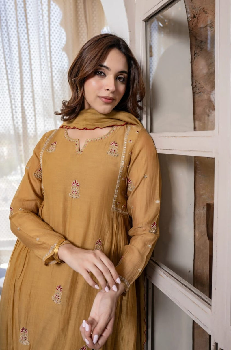 Premium Mul Chanderi Anarkali Suit Set