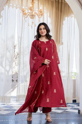Premium Mul Chanderi Anarkali Suit Set