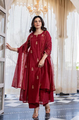 Premium Mul Chanderi Anarkali Suit Set