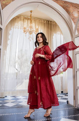 Premium Mul Chanderi Anarkali Suit Set