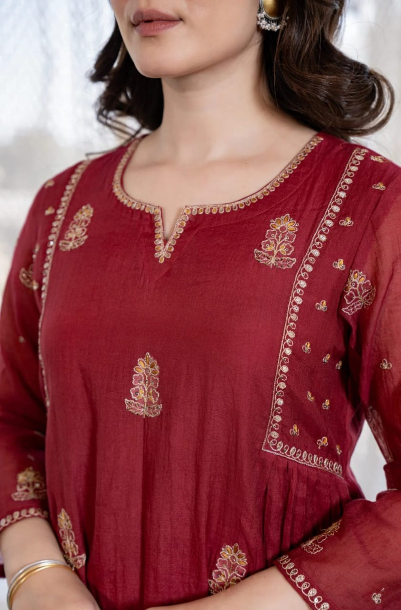 Premium Mul Chanderi Anarkali Suit Set