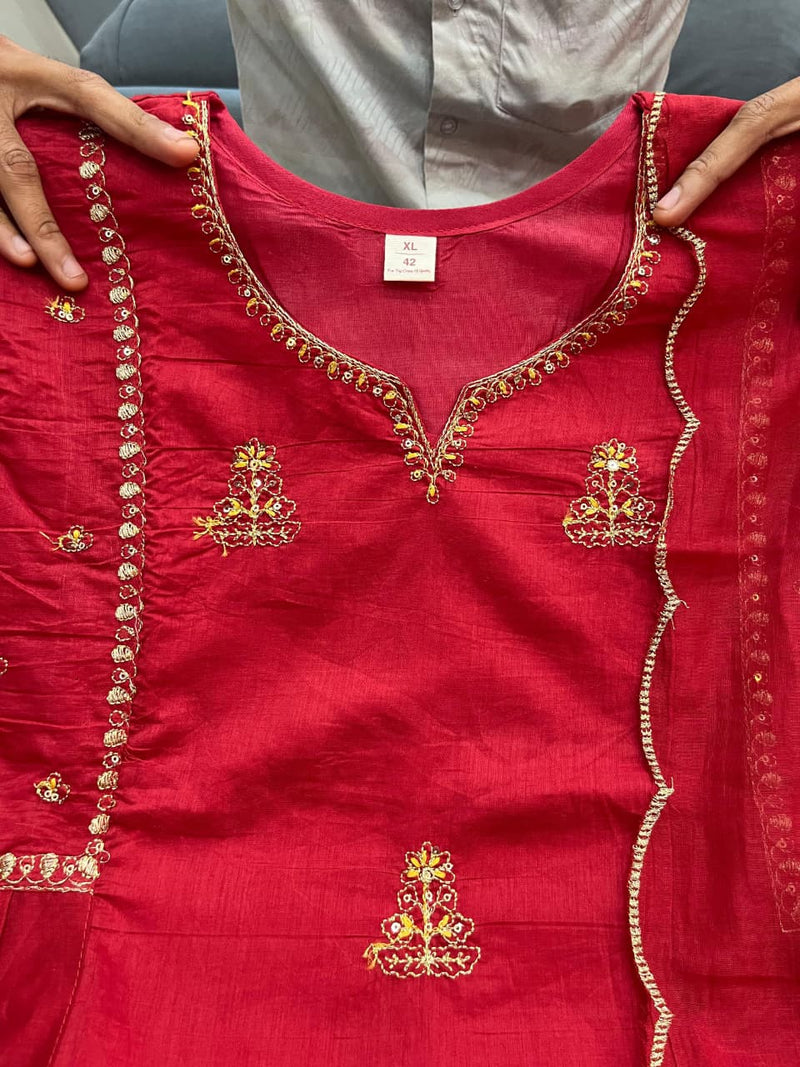 Premium Mul Chanderi Anarkali Suit Set