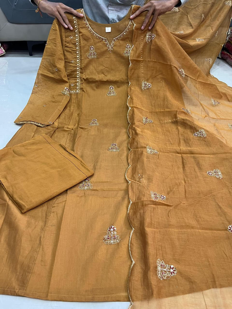 Premium Mul Chanderi Anarkali Suit Set