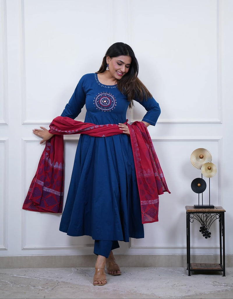 Premium Dazzling Cotton Flex Anarkali Set