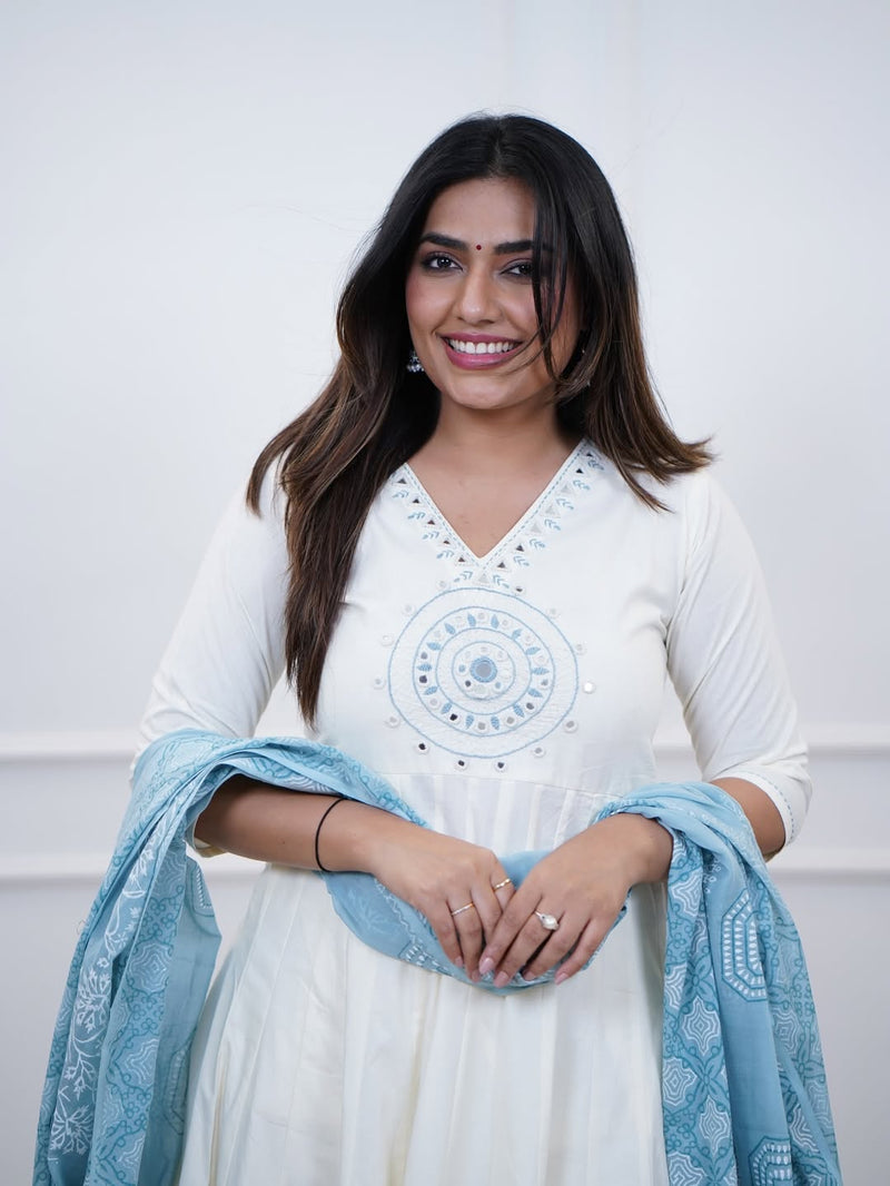 Premium Dazzling Cotton Flex Anarkali Set