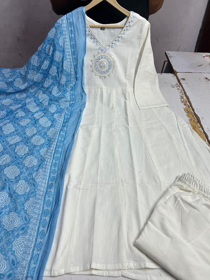 Premium Dazzling Cotton Flex Anarkali Set
