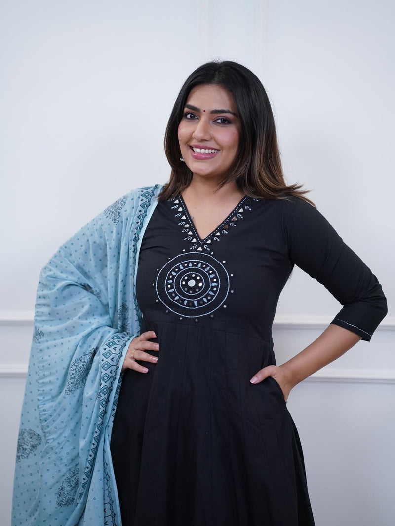 Premium Dazzling Cotton Flex Anarkali Set