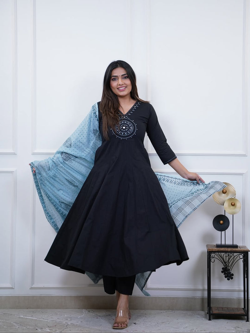 Premium Dazzling Cotton Flex Anarkali Set