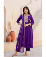 Premium Micro Silk A-Line Anarkali Suit Set