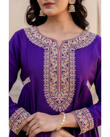 Premium Micro Silk A-Line Anarkali Suit Set
