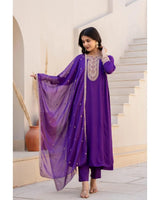 Premium Micro Silk A-Line Anarkali Suit Set
