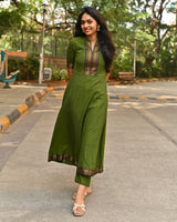 exclusive Pure Chanderi Frock-Style Kurti Set