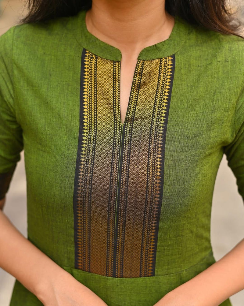 exclusive Pure Chanderi Frock-Style Kurti Set