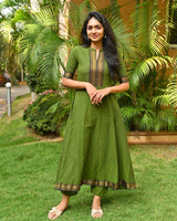 exclusive Pure Chanderi Frock-Style Kurti Set