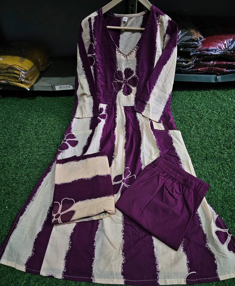 Premium A-line Cotton Kurti Set