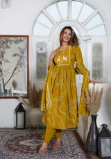 Premium Printed Cotton A-line Suit Set