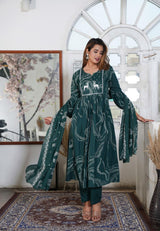 Premium Printed Cotton A-line Suit Set