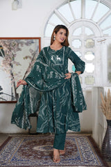 Premium Printed Cotton A-line Suit Set