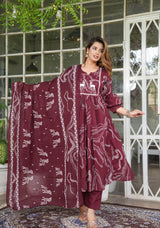 Premium Printed Cotton A-line Suit Set