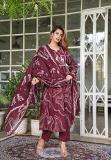Premium Printed Cotton A-line Suit Set