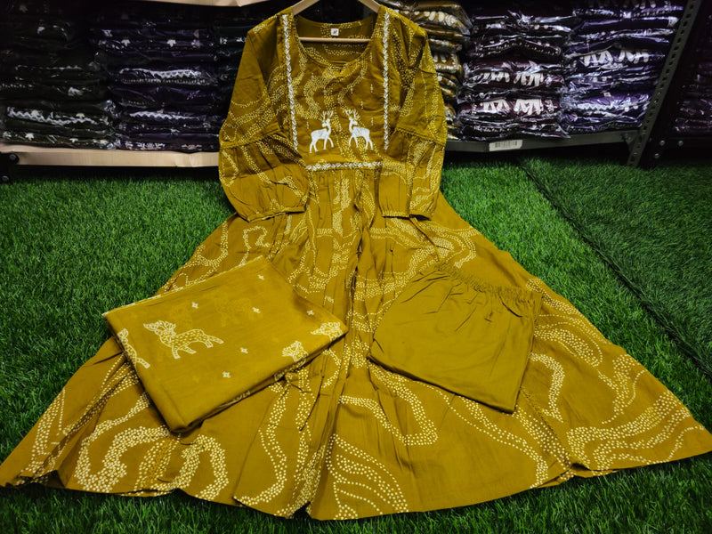 Premium Printed Cotton A-line Suit Set