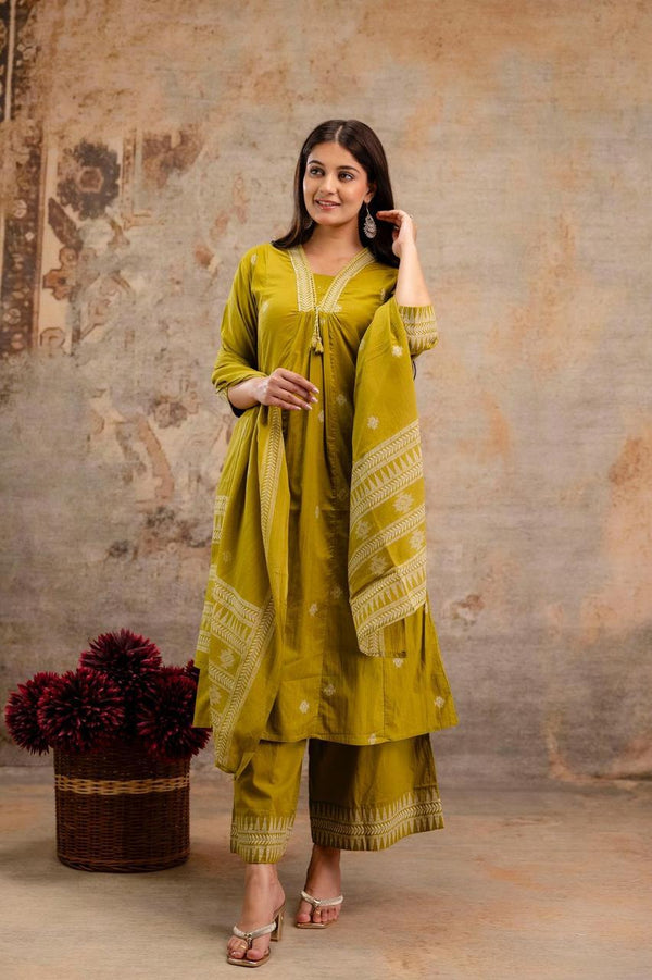 Premium Heavy Cotton Embroidered Suit Set
