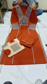 Premium Heavy Cotton with Exquisite Weaving & Embroidery Work on Yoke kurti pant dupatta set