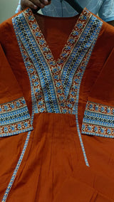 Premium Heavy Cotton with Exquisite Weaving & Embroidery Work on Yoke kurti pant dupatta set