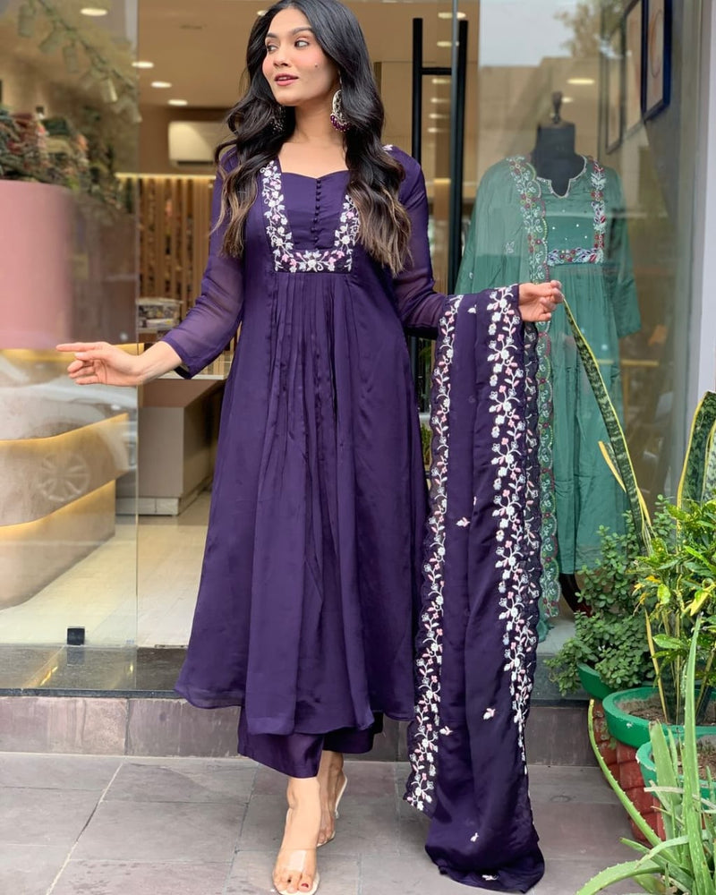 Premium Modal Silk Kurti Pant Dupatta Set