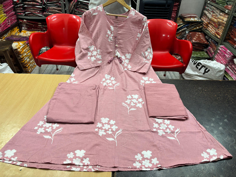 Premium ELEGANT COTTON KURTi pant dupatta SET