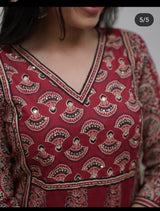 Heavy Quality Cotton Designer Frock-Style Kurti Pant Dupatta Set