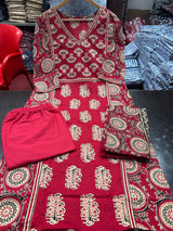 Heavy Quality Cotton Designer Frock-Style Kurti Pant Dupatta Set