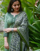 Premium Cotton Slub kurti pant dupatta set