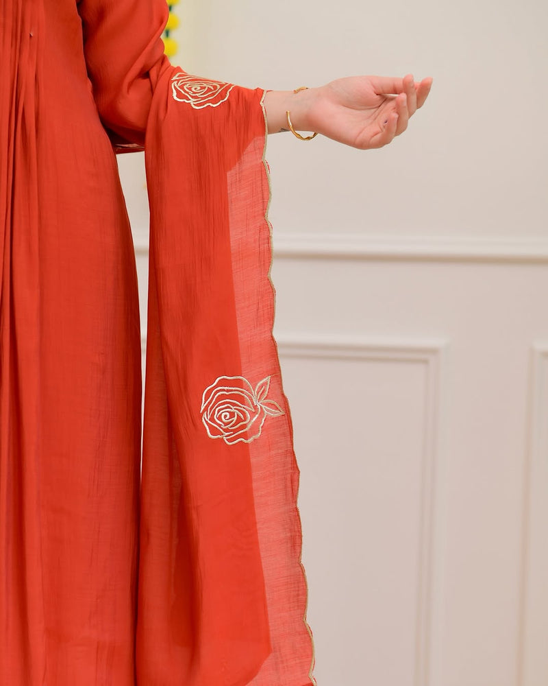Pure Cotton Mal ANARKALI 3PCS EMBROIDERY SET