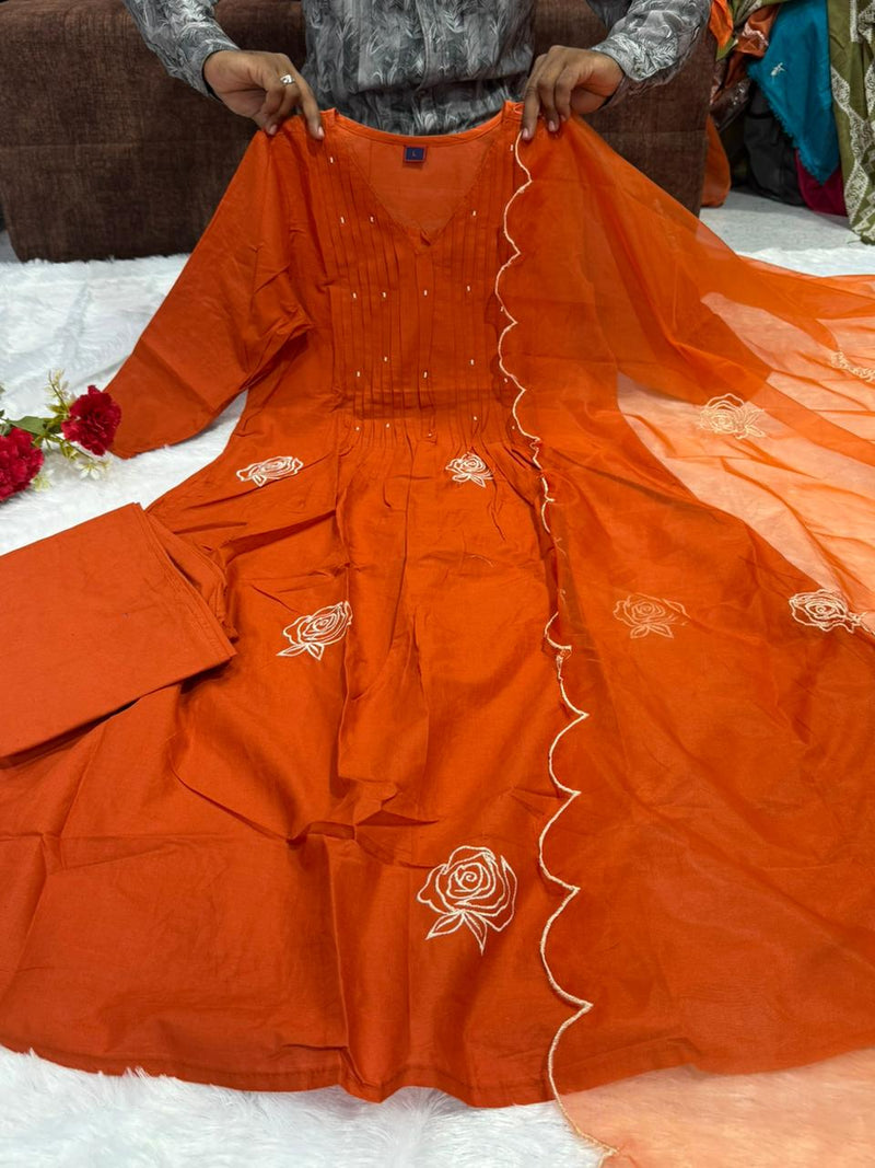 Pure Cotton Mal ANARKALI 3PCS EMBROIDERY SET