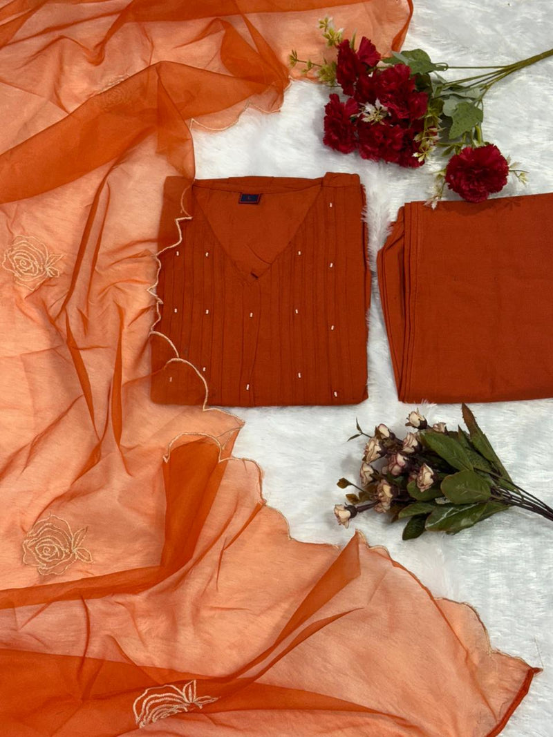 Pure Cotton Mal ANARKALI 3PCS EMBROIDERY SET
