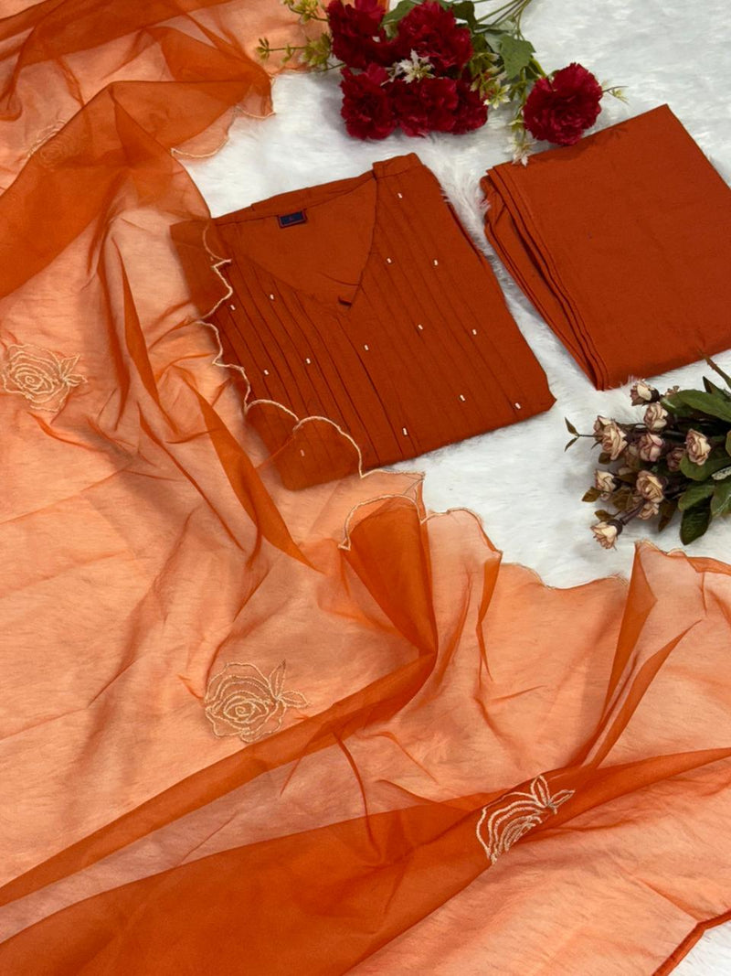 Pure Cotton Mal ANARKALI 3PCS EMBROIDERY SET