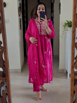 Pure Cotton Mal ANARKALI 3PCS EMBROIDERY SET
