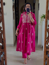 Pure Cotton Mal ANARKALI 3PCS EMBROIDERY SET