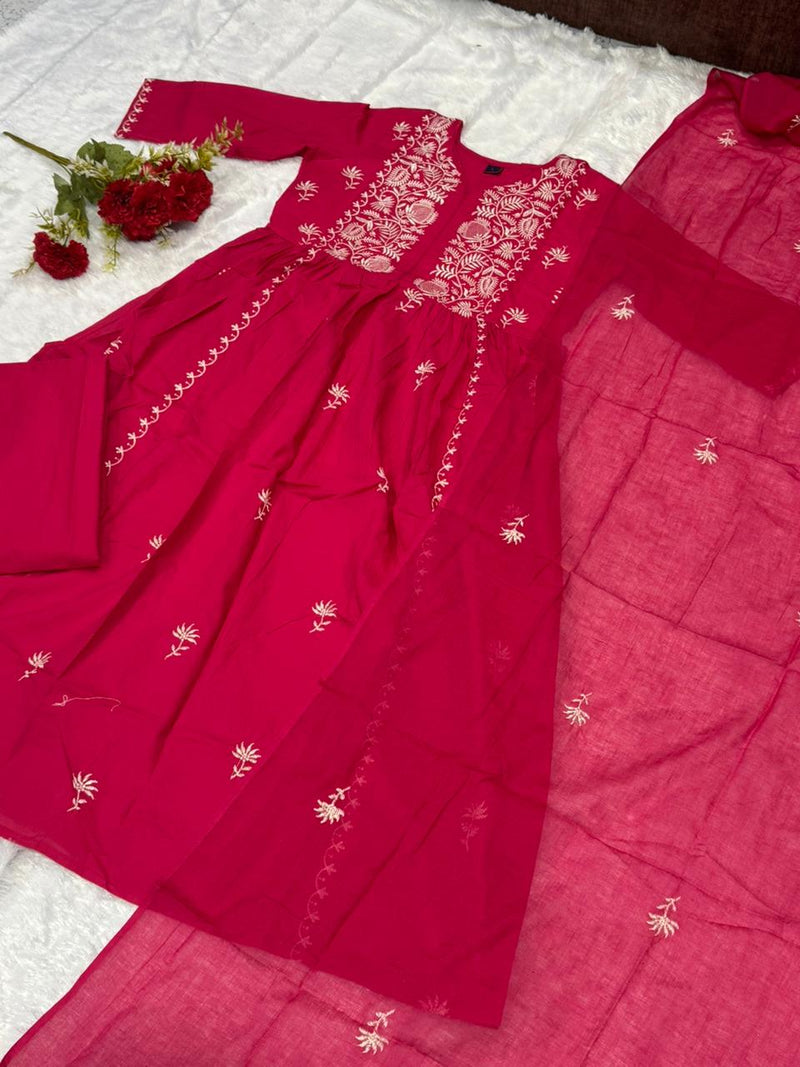 Pure Cotton Mal ANARKALI 3PCS EMBROIDERY SET