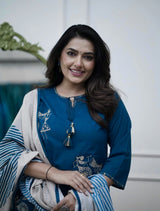 Beautiful Pure Cotton Kurti Pant Dupatta Set