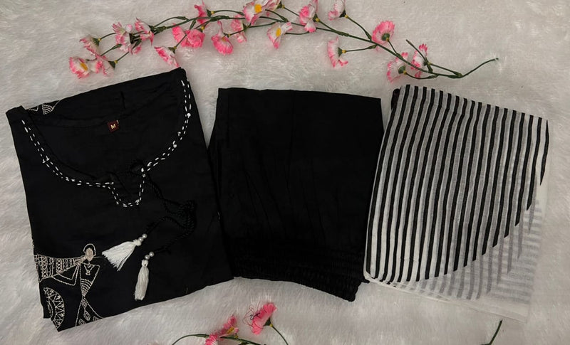 Beautiful Pure Cotton Kurti Pant Dupatta Set